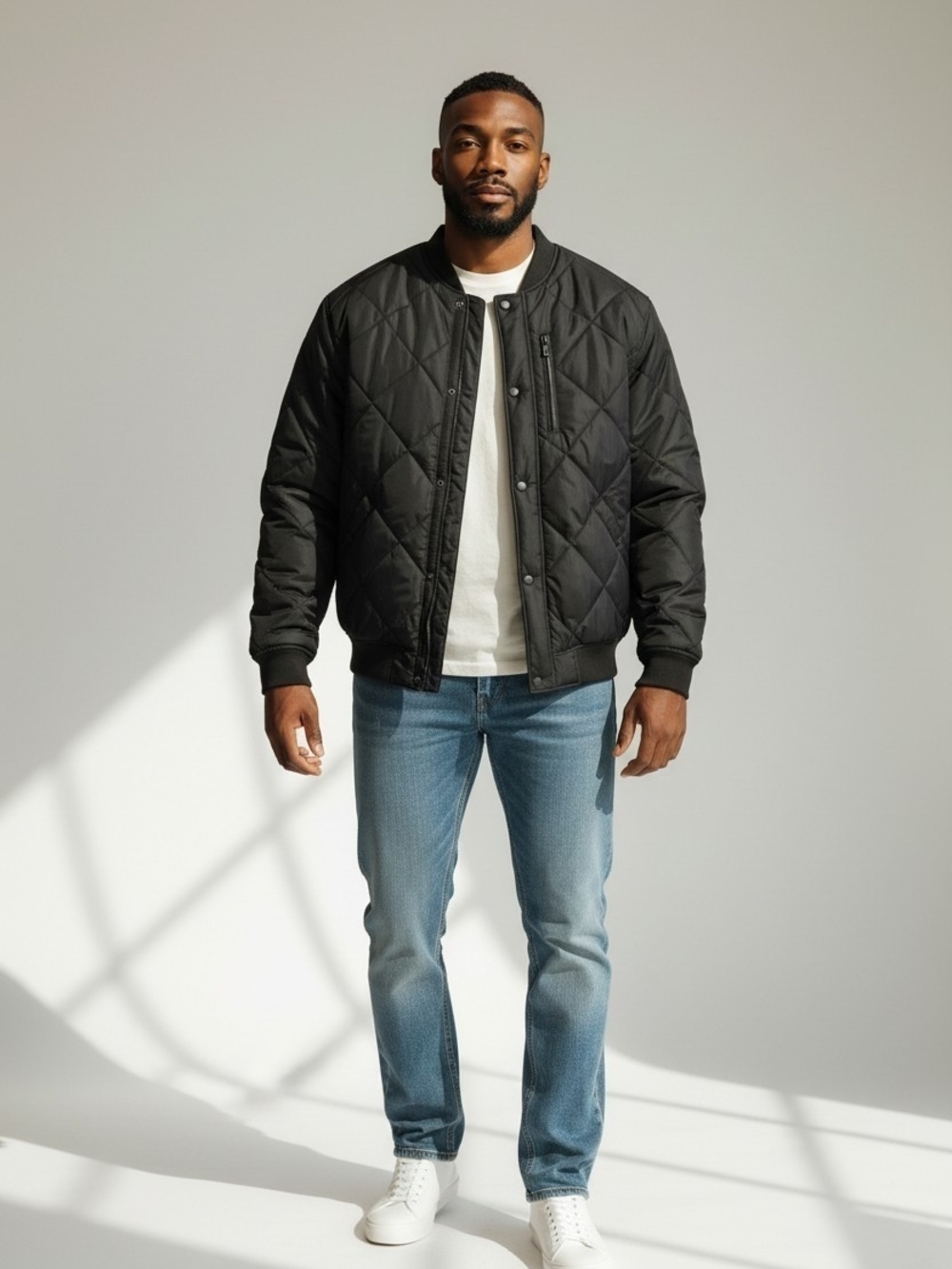 Banana Republic Men's Quilted Bomber Jacket NWT Black XXL Insulated Full Zip